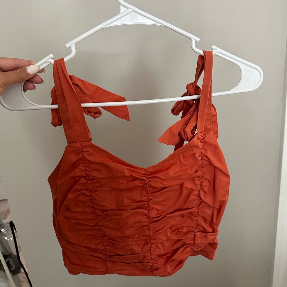 orange cute tank with strap ties